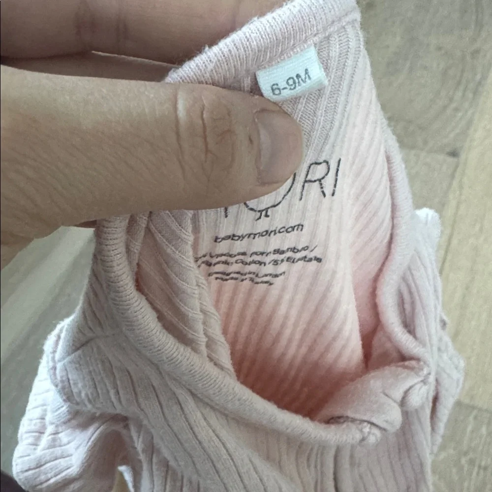 Mori Pink Footed One-Piece with Ruffle Shoulders